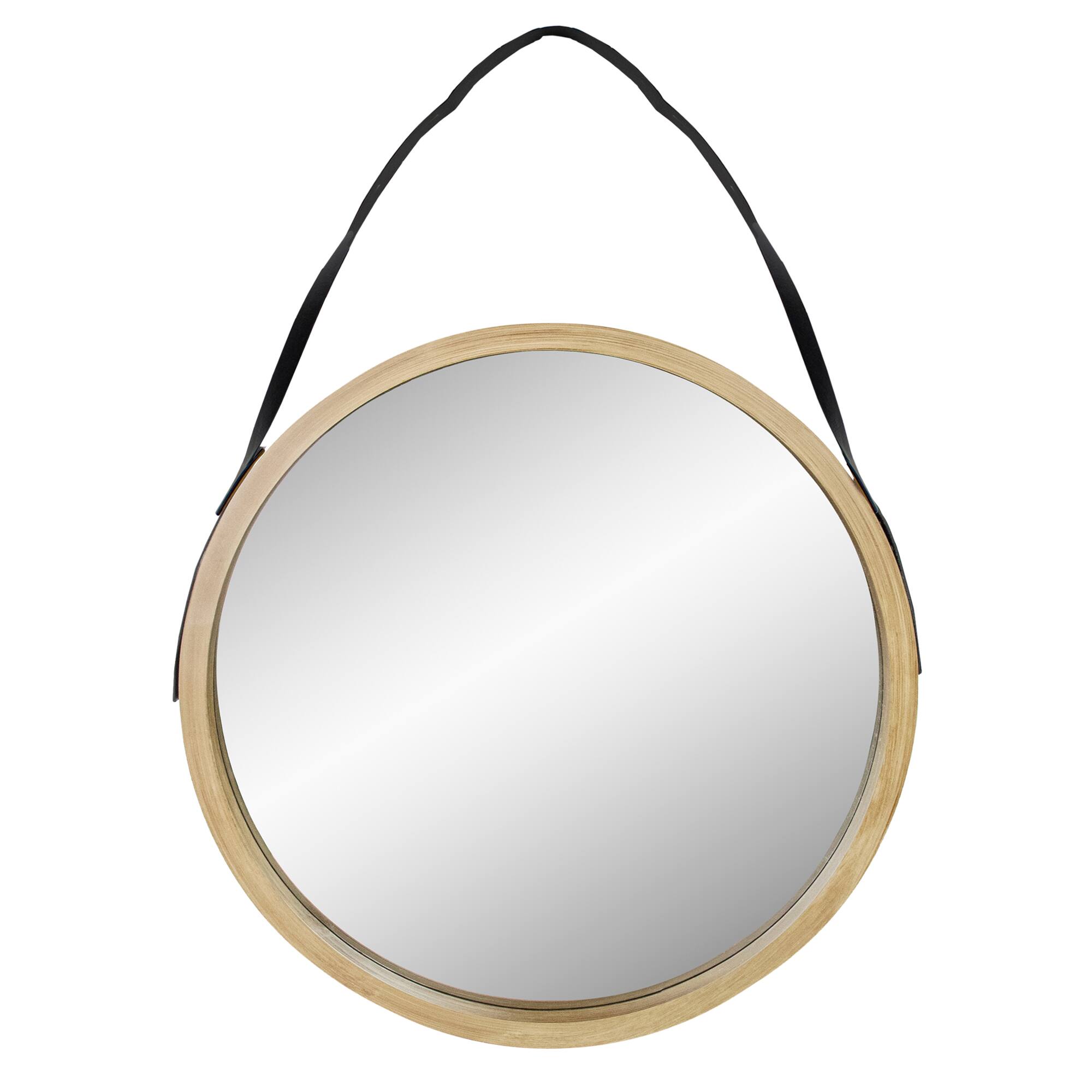 21" Round Woodgrain Modern Mirror